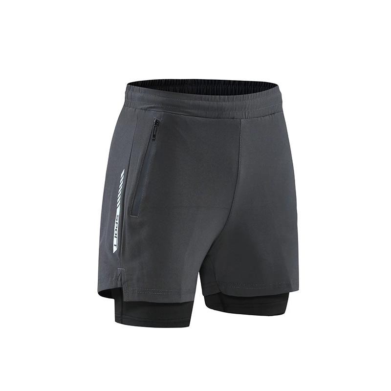 Men's Quick-Drying Double Layer Running Shorts - Anti-Exposure, Four-Point, Fake Two-Piece Design