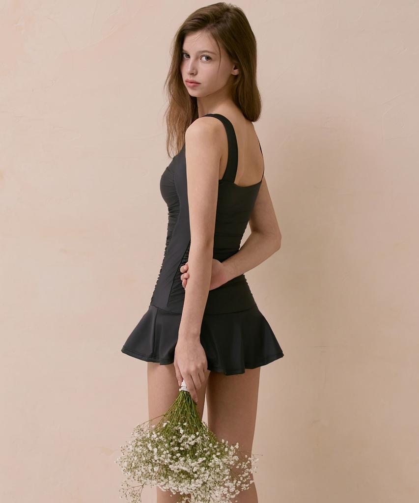 VIKINI VENDER Reverie Shirred Skirt Monokini - Charcoal