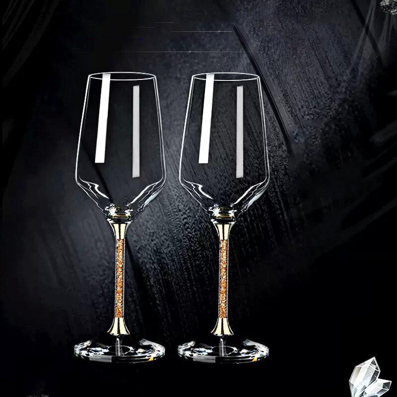 Personalized Crystal Diamond High-Stem Red Wine Glass Gift Set