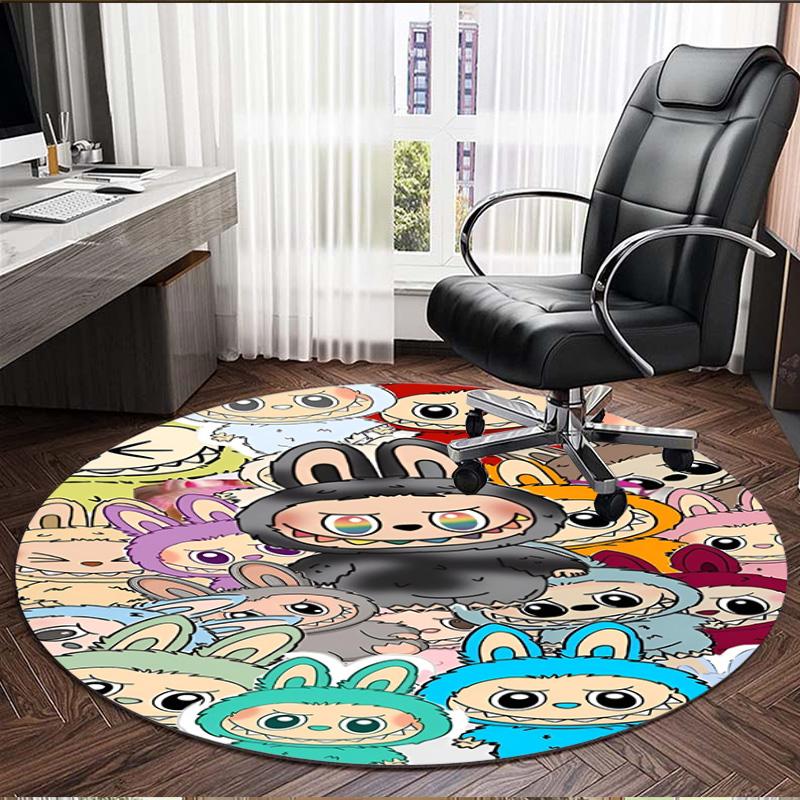 Labubu Print Round Rug, Washable Floor Carpet, For Entryway Dorm Laundry Room Office Study, Home Decor Birthday Christmas Gift