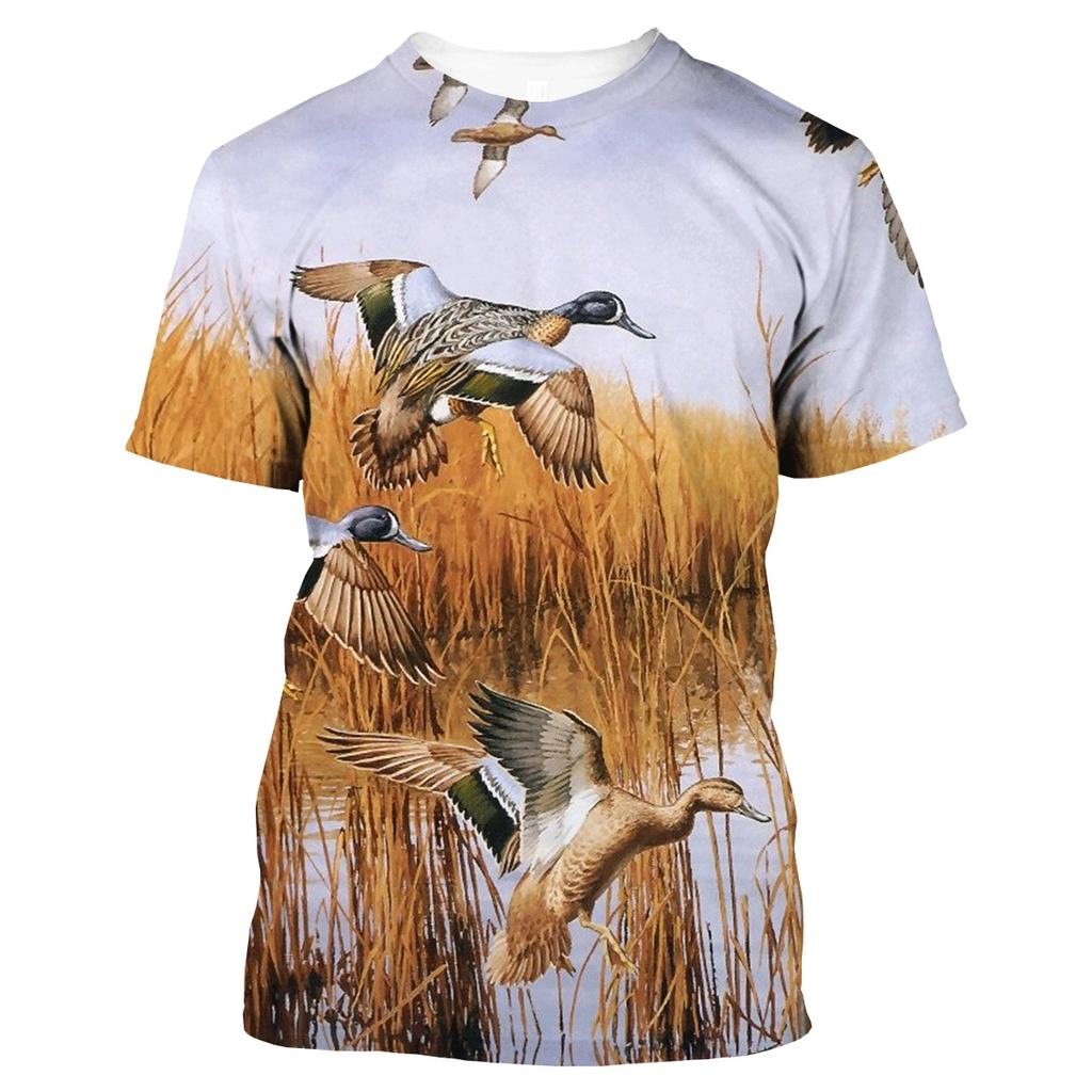 2025 Men's 3D Printed T-Shirt Summer New Fashion Hunting Wild Duck Couple Casual Short Sleeve T-Shirt Clothing