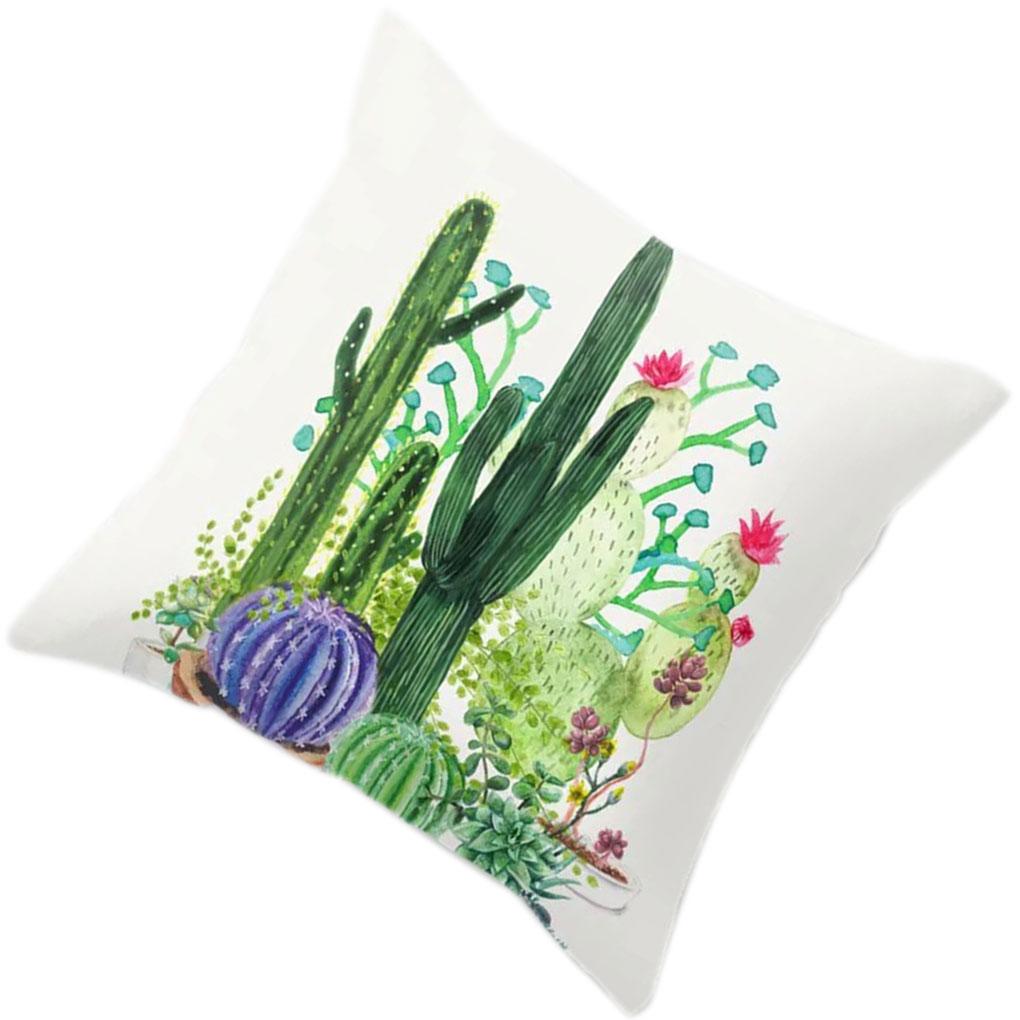 Succulent Cactus Comfortable Linen Pillowcase Sofa Home Cushion Cover