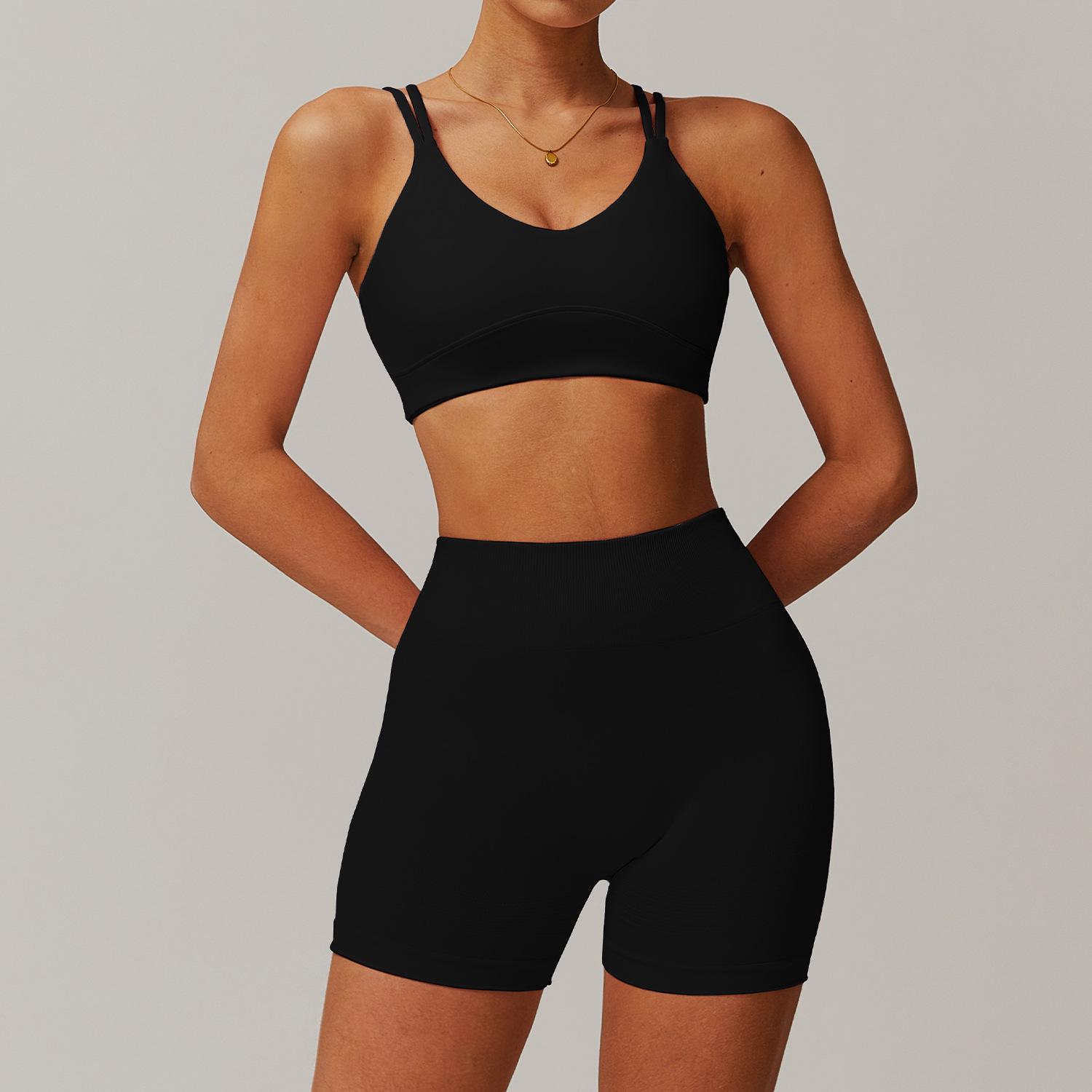 

Back-Cross Quick-Dry Yoga Set: Bare-Leg Feel, Fitness Top, Outdoor Running, Hip-Lifting Workout - Model 4001 XL