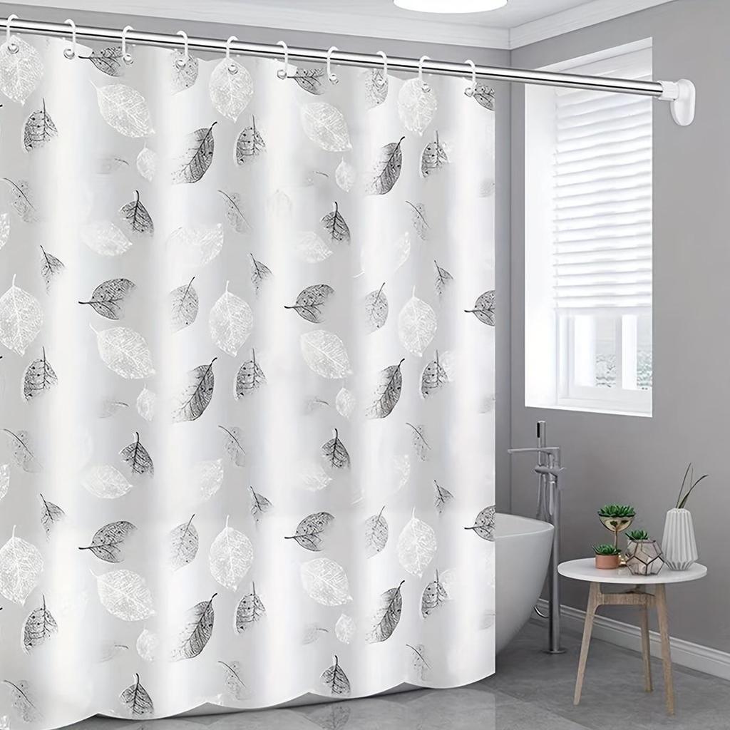 Waterproof PEVA Shower Curtain Set, Mildew-Resistant with Rod, Punch-Free Design