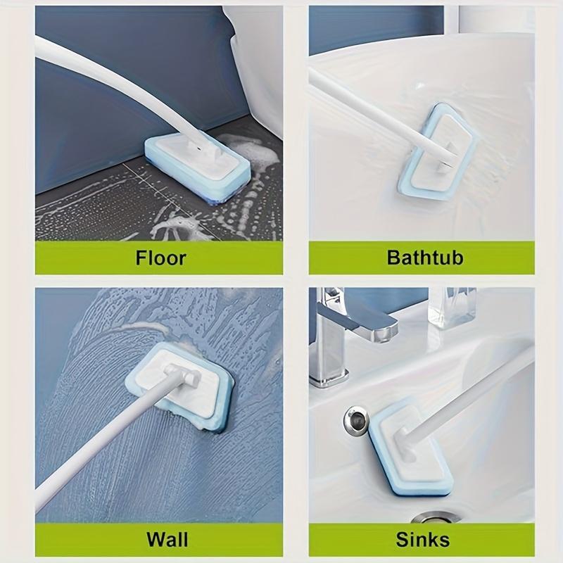 Sponges Shower Cleaning Brush, Handle with Interchangeable Heads - Detachable Floor And Wall Scrubbing Brush