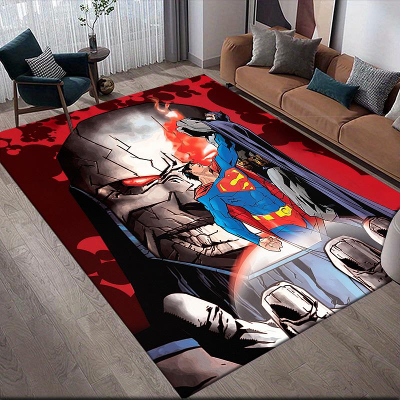 Superman & Heroes Anti-Slip Floor Mat, Rectangular Carpet for Living Room Decor