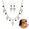 Gothic Choker Earrings Punk Skull Pendant Necklace and Earrings Set Jewelry
