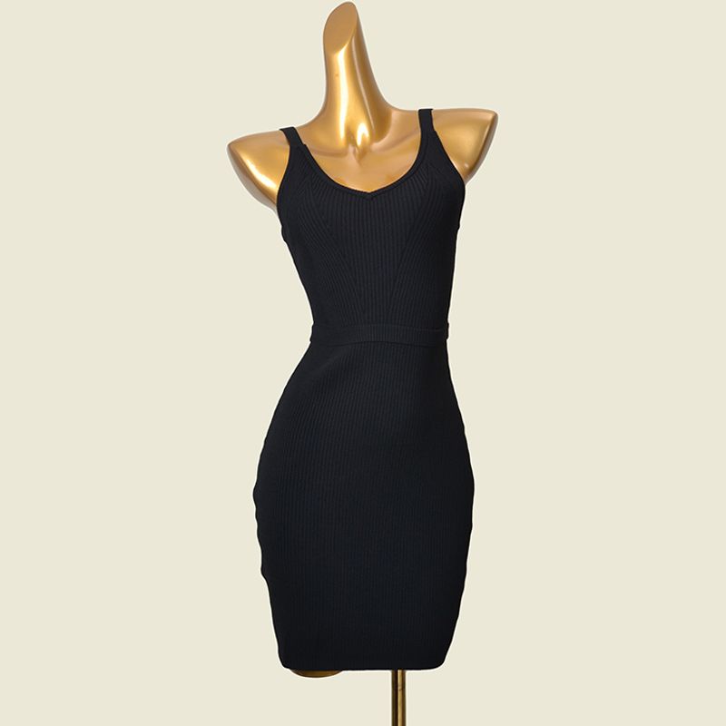 

Waist-Tight Spring and Summer Bottoming High Elastic Slim Fit Knitted Vest Skirt Black M