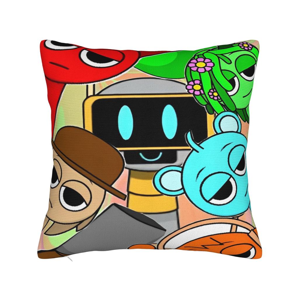 Federa per Cuscino Gioco Personaggi Sprunki Poliestere Copricuscino Regalo Copricuscino da Lancio per Divano con Cerniera 40X40cm