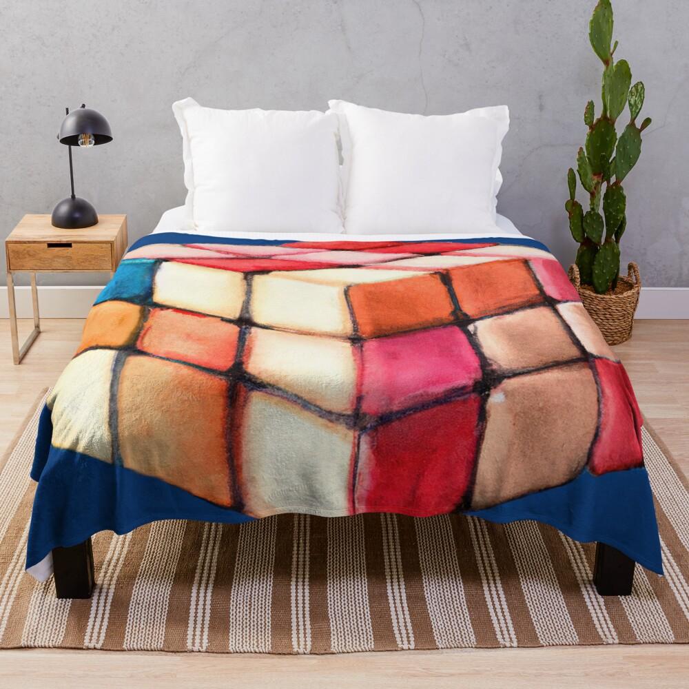 Color Rubik'S Cube Pattern Flannel Blanket Digital Printing Blanket Bedspread Leisure Sofa Blanket