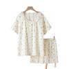 Women's pajamas summer new crepe double-layer cotton yarn lace collar short-sleeved shorts loungewear sweet and cute suit