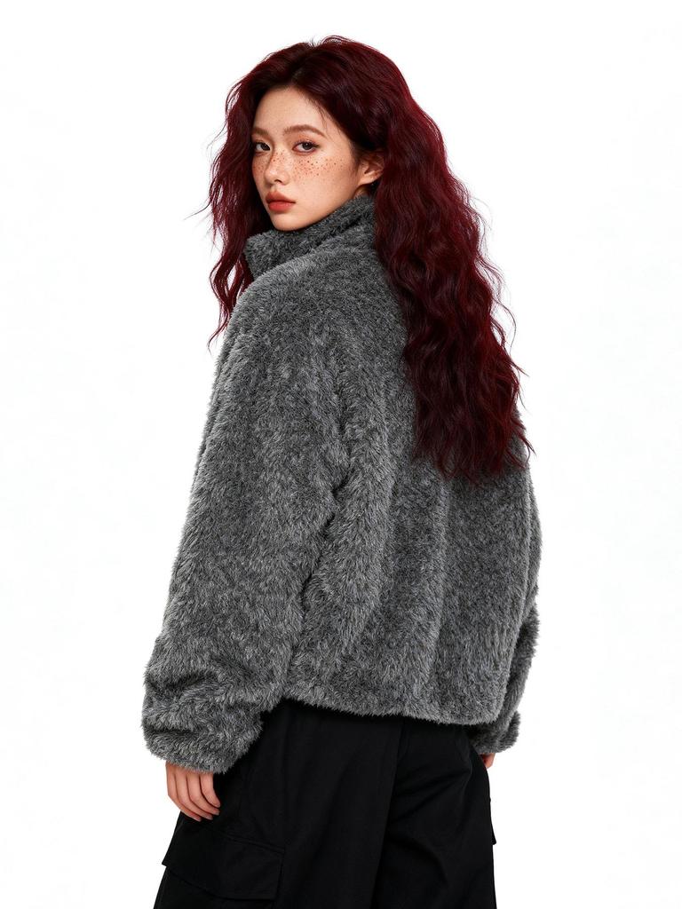 OREETA Faux Lambswool Unisex Jacket - Double-Sided, Warm Cotton Coat for Autumn/Winter with Large Lapel