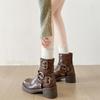 Retro British Style Thick Heel Martin Boots Women's 2025 New Autumn with Skirt, Thin and Versatile Casual Short Boots