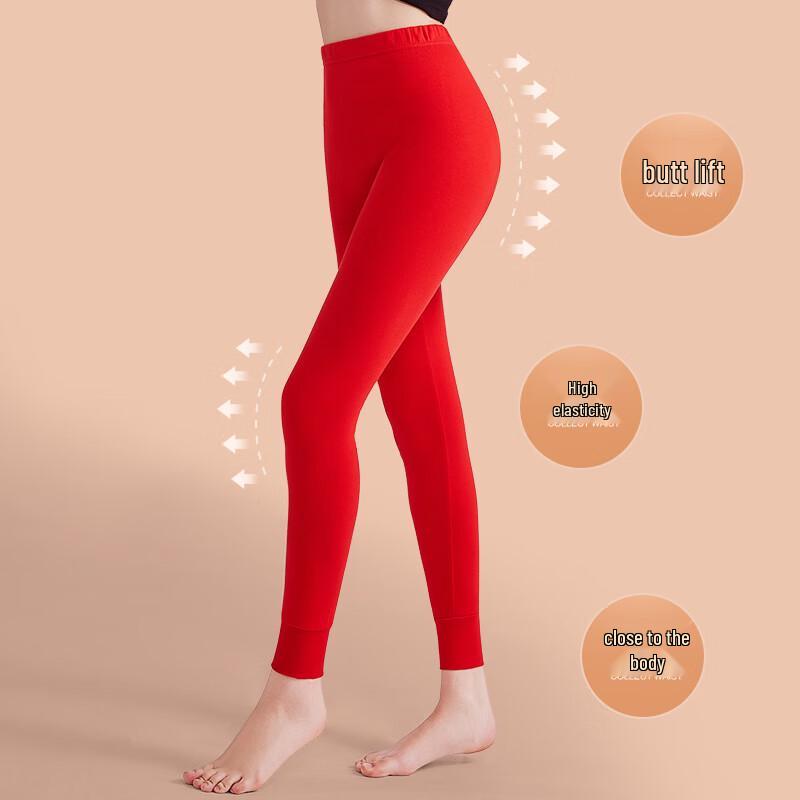 Langsha Women's Festive Red Pure Cotton Thermal Base Layer Pants