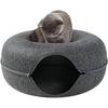 Round Tunnel Cat Bed Comfortable Donut House - Dark Gray