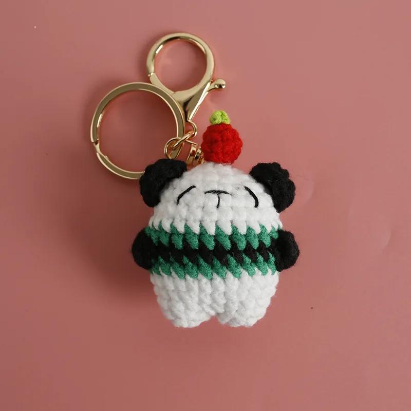 Cartoon Animal Series Crochet Keychain Cute Cow keyrings Handmaking Knitted Mini Animal Doll Keychain Custom Accessory