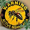 Round Bee Garden Tin Sign, Rustproof Aluminum Honeybee Decor, Vintage Farmhouse Metal Plaque, Outdoor Weather Resistant Wall Art