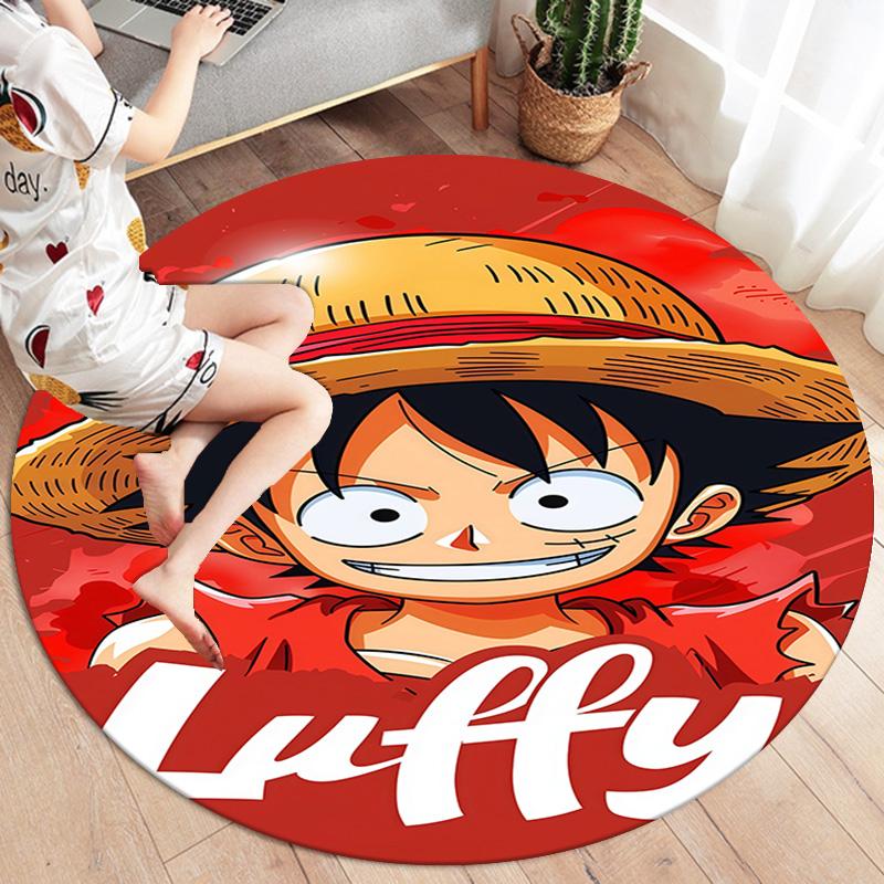 One Piece Monkey D Luffy Round Area Rug Carpet Rug For Living Room Bedroom Sofa Playroom Decor Nonslip Floor Mat