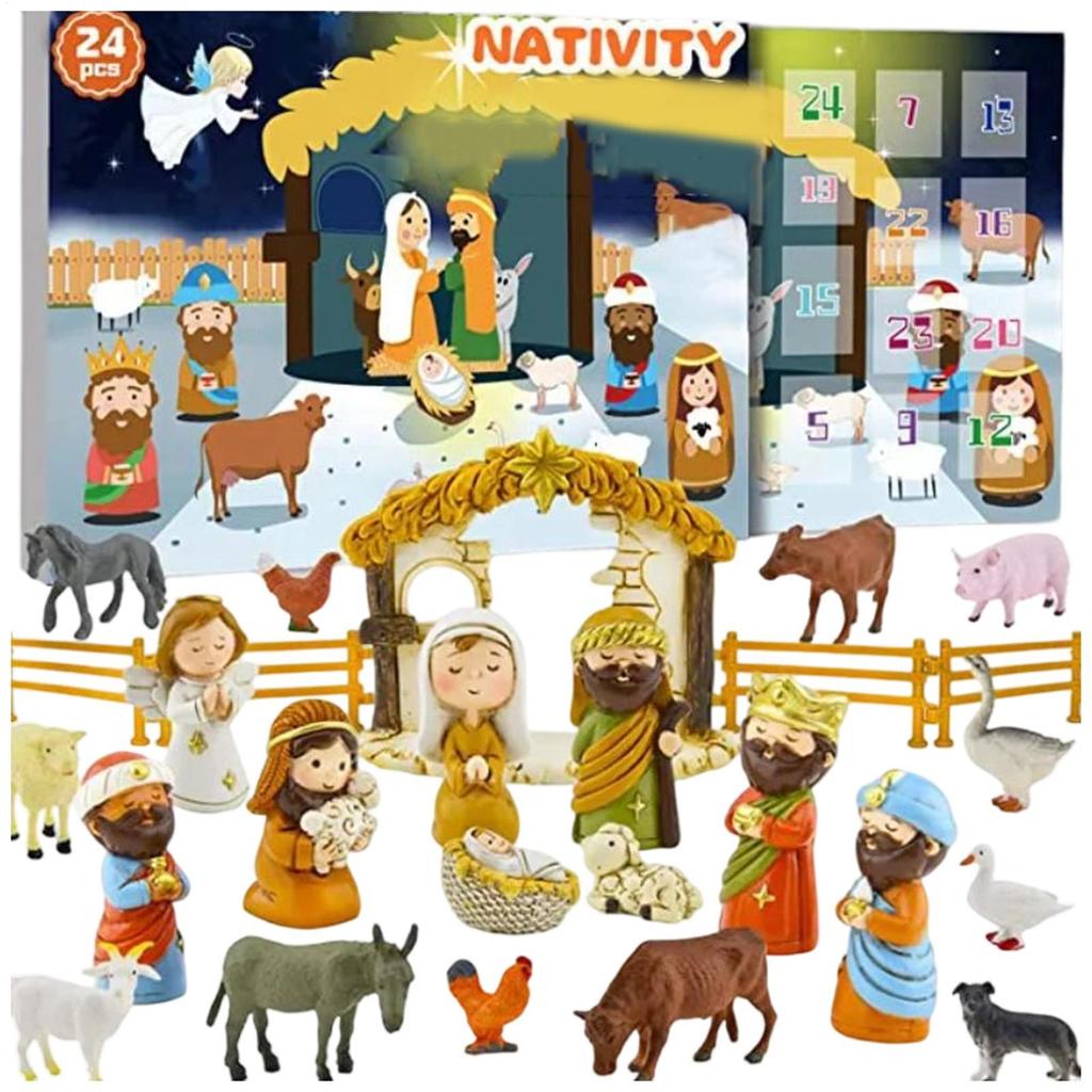 Christmas Advent Nativity Scene Religious Calendar 24 Days Christmas Nativity Scene Set Miniature Nativity Scene Ornament
