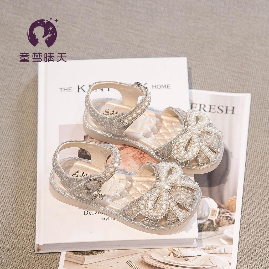 Girls Sandals 2025 Summer New Children's Foreign Princess Sandals Soft Sole Internet Celebrity Girls Summer Middle-aged Children