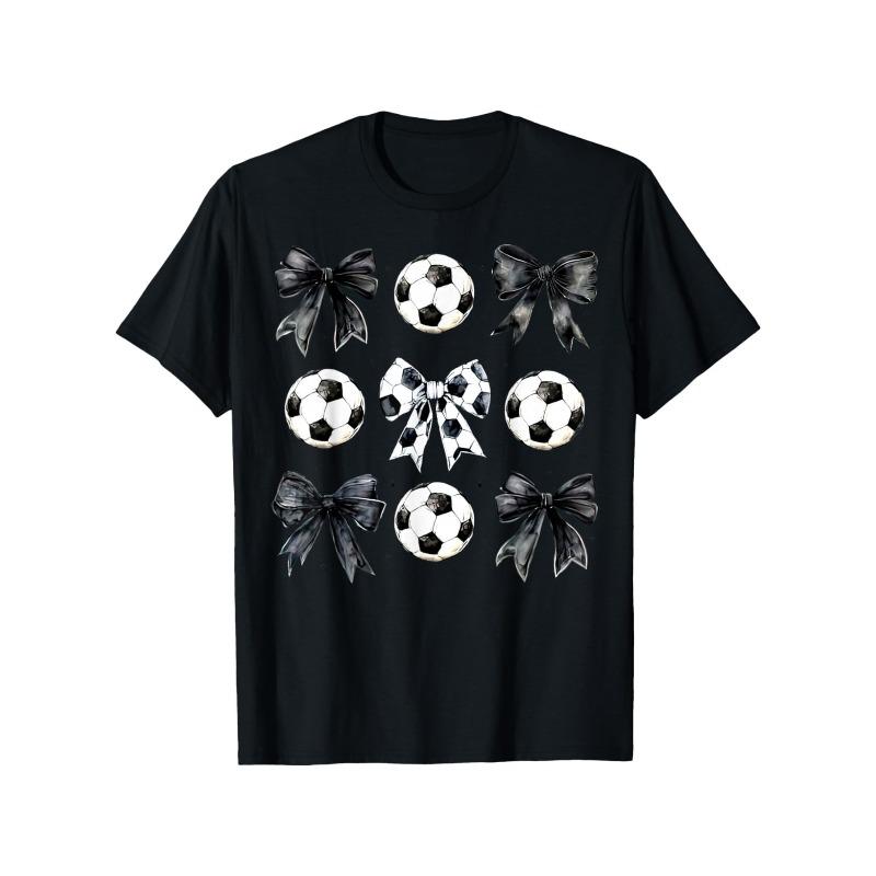 

European Size Retro Soccer Bow Game Day Soccer T-Shirt for Men, Easter Gifts, Father s Day Gift Birthday Easter Gifts for Dad Men Friends S чёрный