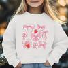 Kids Crewneck Long Sleeve Sweatshirt, Sweet Bow Strawberry Cute Cartoon Print