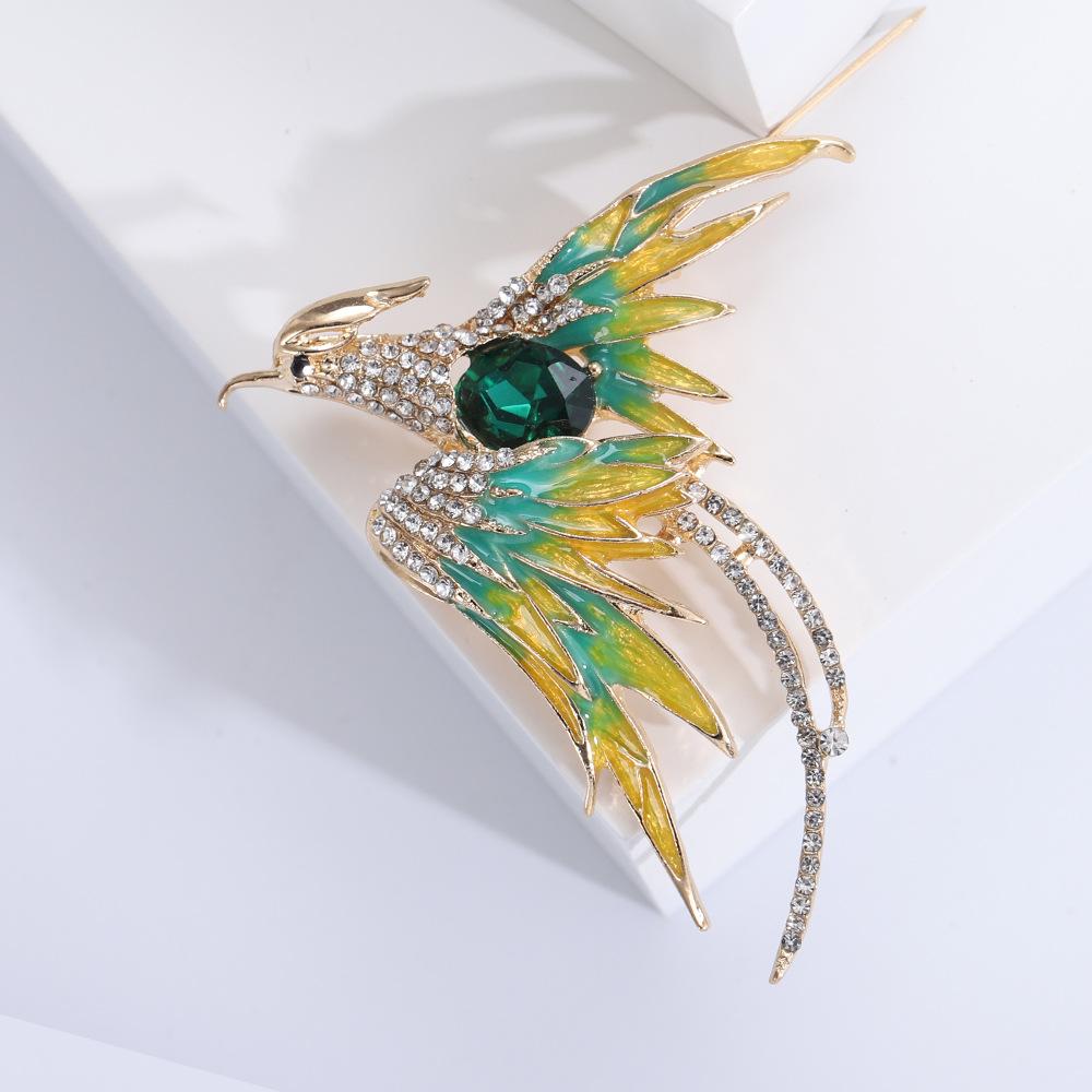 

Fashion Exquisite Phoenix Crystal Enamel Pins Brooches For Women Lady Elegant Party Banquet Dress Decoration Badges Pin