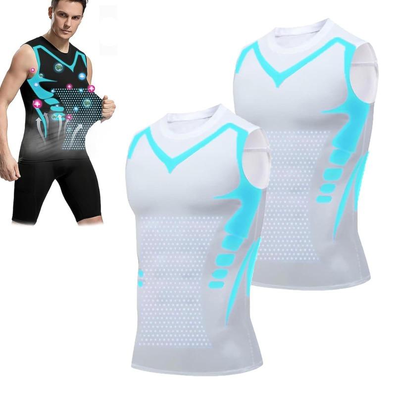 Sommer Herren Formwäsche Ionische Formgebende Weste Ärmelloses Hemd Enge Kompressionshemden Tanktop Körperformer Atmungsaktive Eis Seide