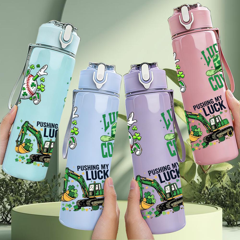 1PC Lucky Duck Frog Floral Combo Print 750ml Color Plastic Water Bottle Leakproof Flip Straw Lid For Sports Office Home Use