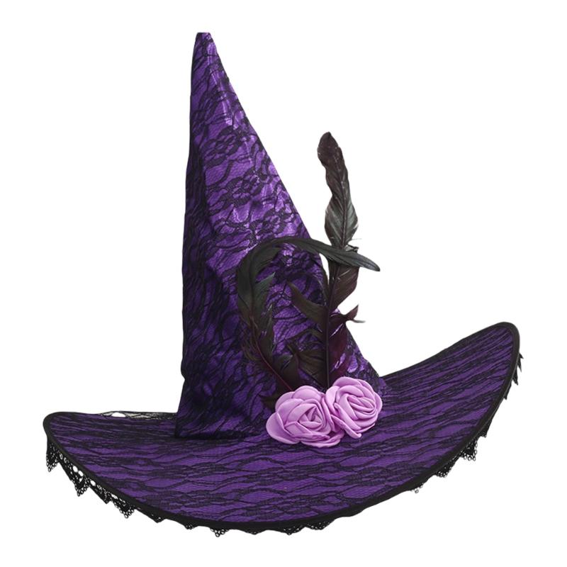 Ladies Fashionable Hat Party Ornament Halloween Women Hat Versatiles Witch Hat for Masquerades Carnivals Cosplay фиолетовый