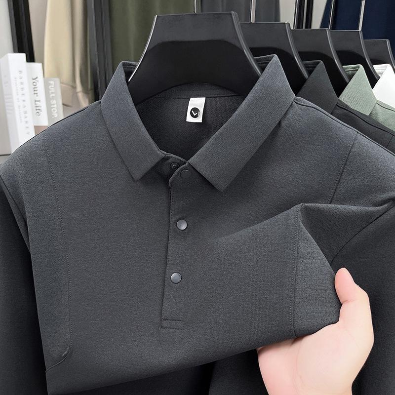 Korean Style Men's Quick-Dry Polo Shirt – Sporty, Breathable, Business Casual, Long Sleeve Lapel Design