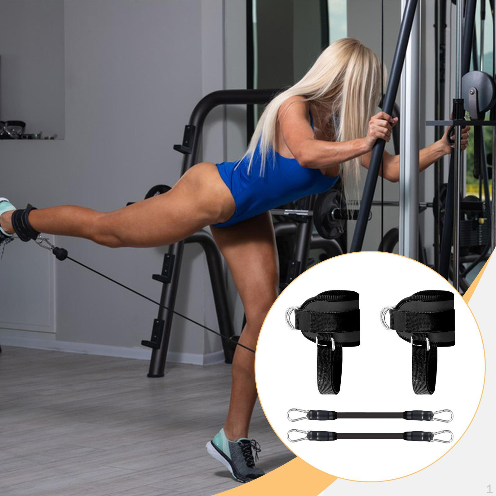 

1 Pair Adjustable Ankle Straps Kit Fitness Bands 25cmx8cm Foot Loops чёрный