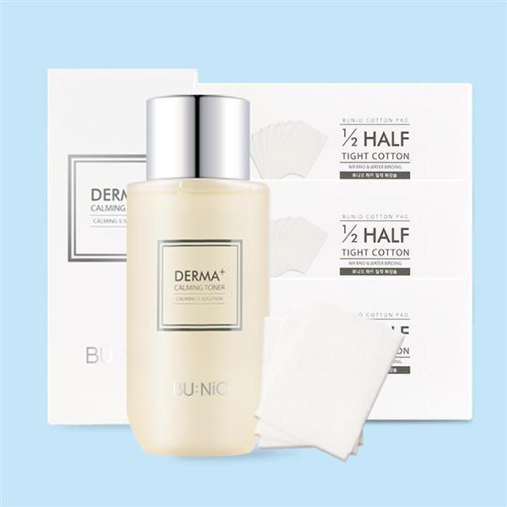 

bunio Derma Plus Calming Toner 315ml + 3 Half-Adhesive Cotton Pads 120px each (Toner Pack Soothing Recommendation)