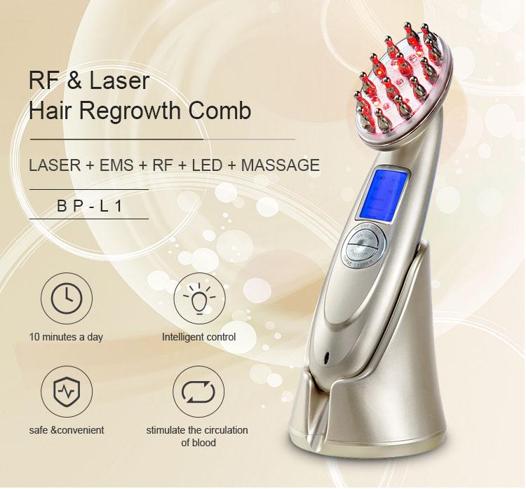 Anti-hair loss massage, hair growth comb, massage comb, infrared radio frequency red EMS vibration massager hair brush,hair care
