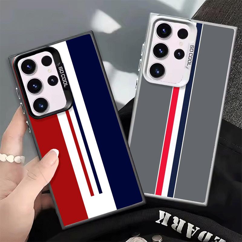 Luxury Sports Line Cool Stripe Soft Phone Case for Samsung Galaxy S24 S25 FE S26 Edge S23 Ultra S22 Plus S21 + Shockproof Cover