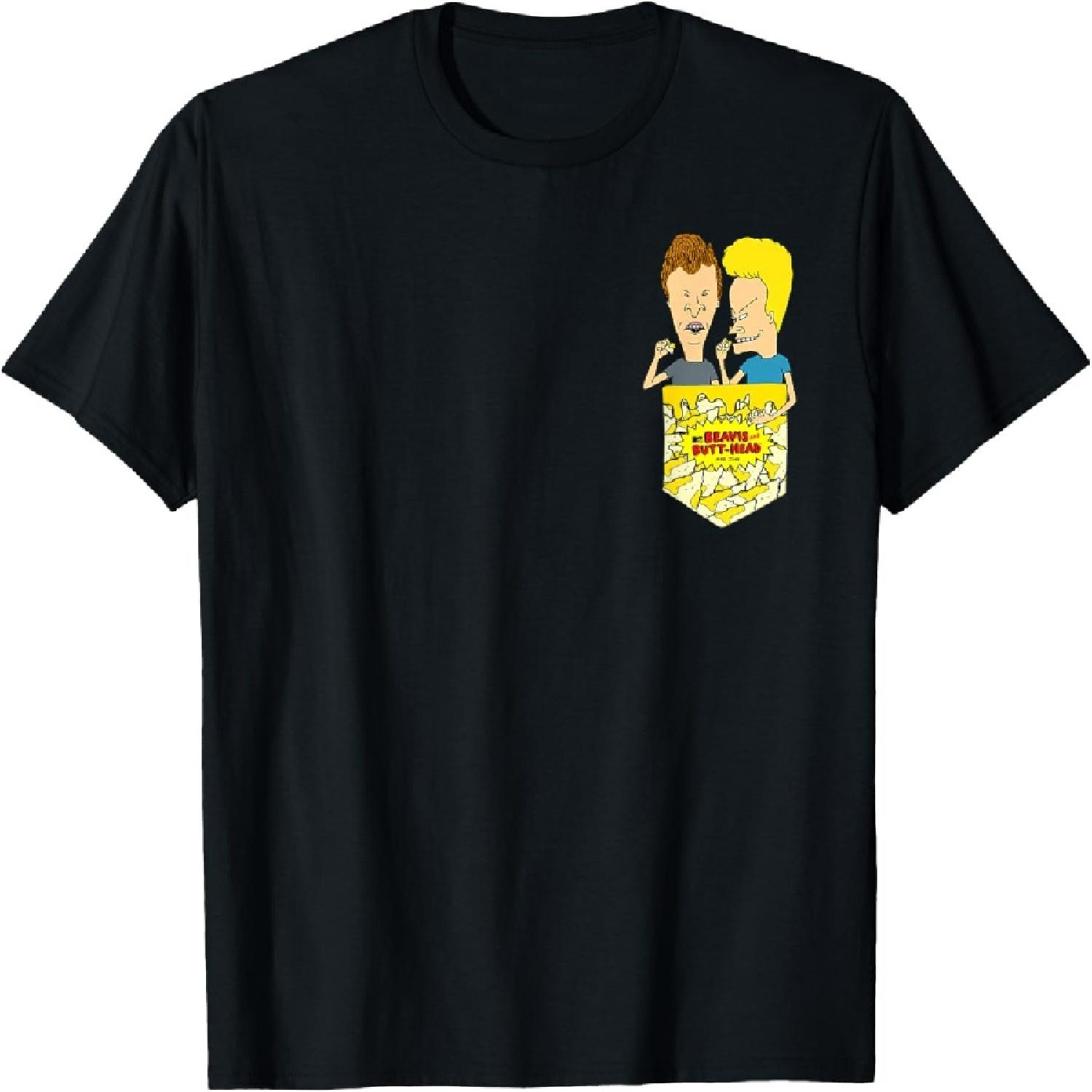 

Beavis and Butt-Head Vintage Retro Faux Nachos Pocket T-Shirt S