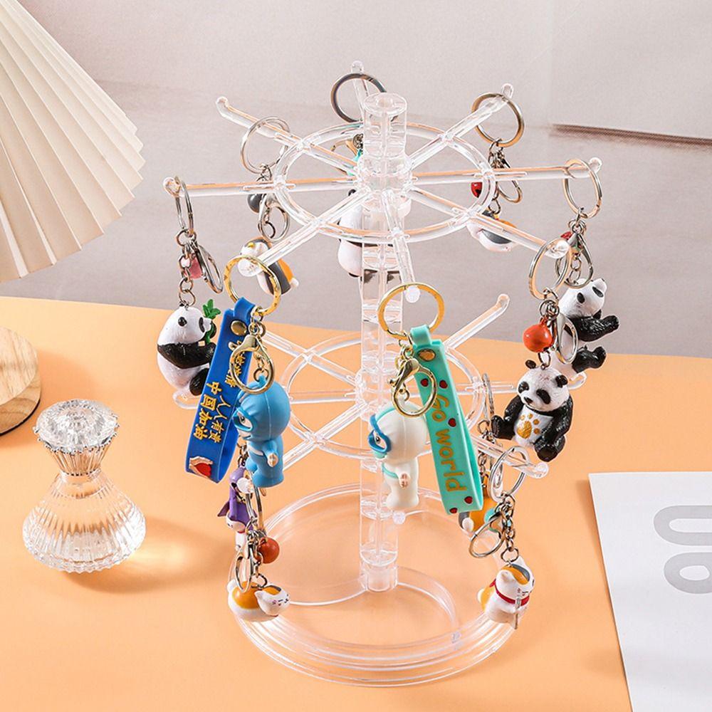 Multi-layer Keychain Hanging Rack Acrylic Material Adjustable Tiers Storage Rack Spinner Display DIY Organizer Display Rack