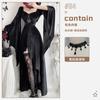Costume di Halloween gotico scuro strega abito lungo vampiro mietitore abito nero