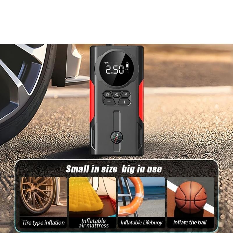 Double Purpose Car Air Compressor Jump Starter And Digital Tire Inflator With 800A Current For Automotive Emergency Use