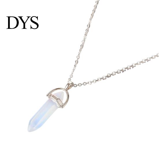 Pendant Necklace Faux Crystal Stone Decorative Chain Metal Women Jewelry Accessories