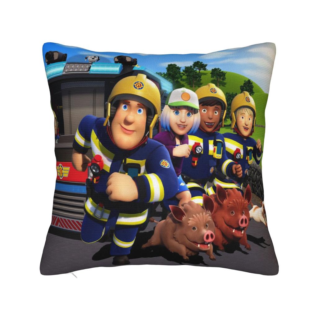 Fireman Sam Square Pillow Case Firefighters Cartoon Cushion Covers Awesome Zippered Decorative Pillowcase for Sofa 40*40cm