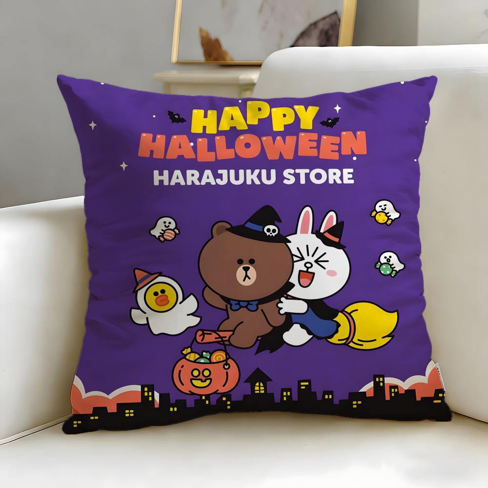 popular cartoon brand LINE friends Cushion Cover Soft & Easy-Wash Pillow Case – Versatile for Couch, Bed, Travel and Office