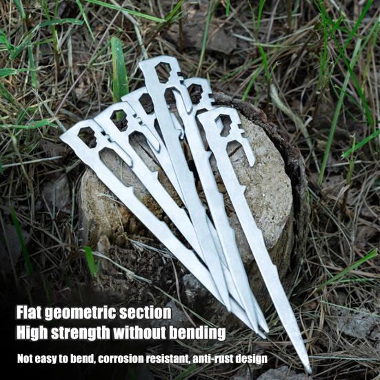 6Pcs 20/35CM Camping Tent Stake Heavy Duty Stainless Steel Multi-functional Outdoor Garden