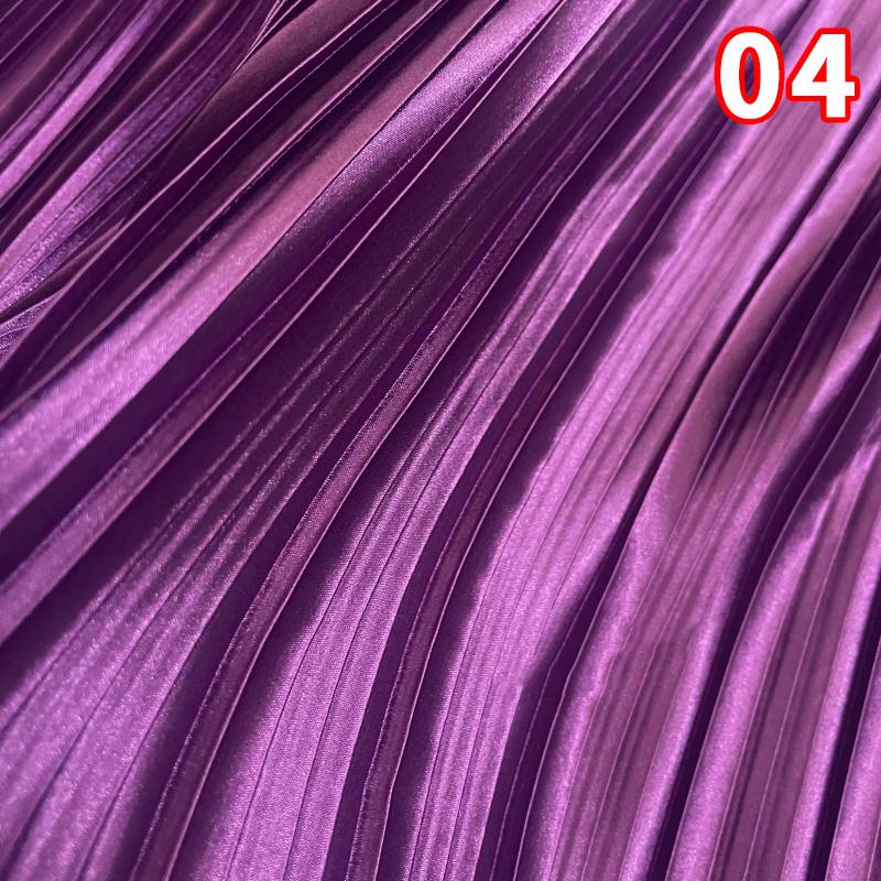 Pleated Satin Fabric By Meter for Needlework Dress Skirt Costume Clothes Diy Sewing Cloth Soft Glossy Smooth Plain White Pink