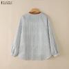 ZANZEA Women Casual Stripe Patchwork Long Sleeve Loose Pullover Blouse