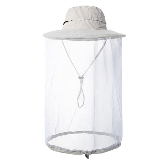 

Шляпа с москитной сеткой для мужчин и женщин с широкими полями, защита от солнца, панама с вуалью, защита от насекомых для рыбалки, пешего туризма светло-серый