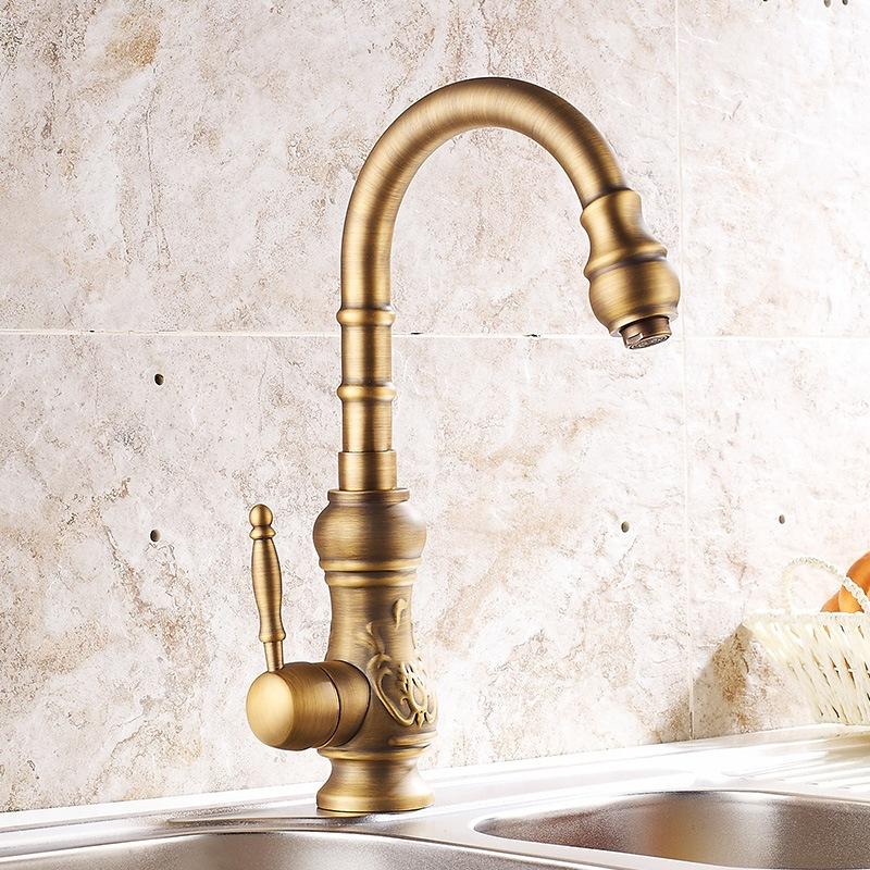 Antique Brass kitchen faucet vintage kitchen sink tap brass tap torneira banheiro basin mixer water Sink faucet