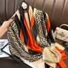 New Spring and Autumn Retro Floral Cranes Temperament Simulation Silk Large Long Scarf Sunscreen Outwear Shawl Female Silk Scarf
