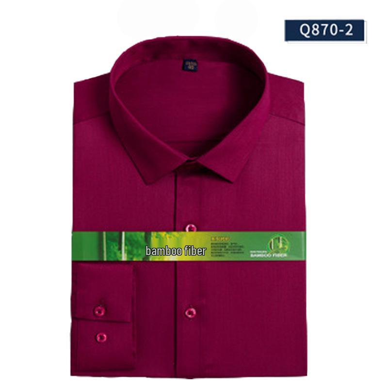 Men's 2025 Bamboo Fiber Slim Fit Long Sleeve Dress Shirt - Comfortable, Iron-Free Business Workwear