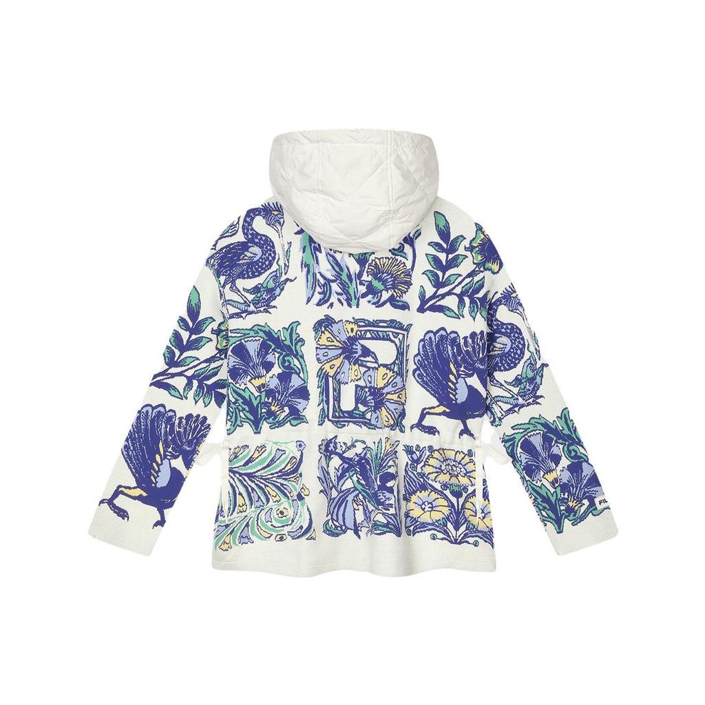 Fila X V&A Museum Collaboration Spliced Botanical Print Hooded Cardigan Women Tops F11W418412F-ZA